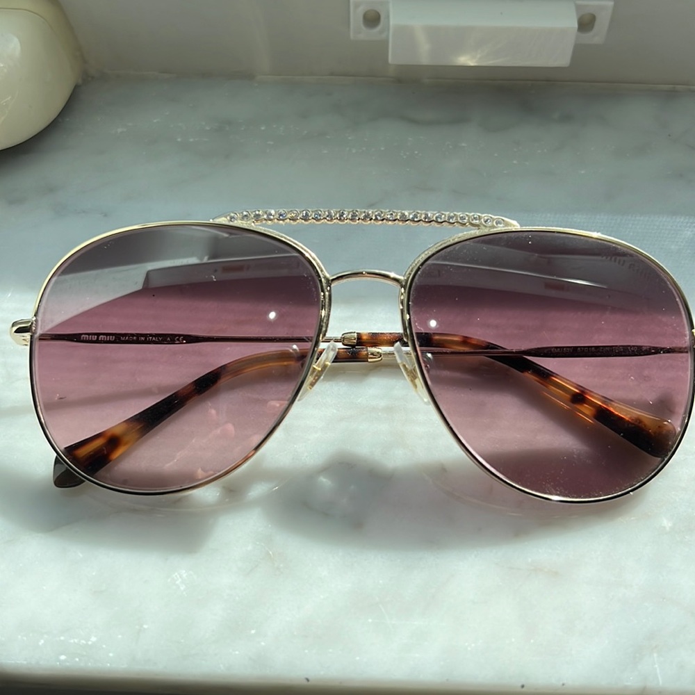 Miu Miu gold/ pink sunglasses